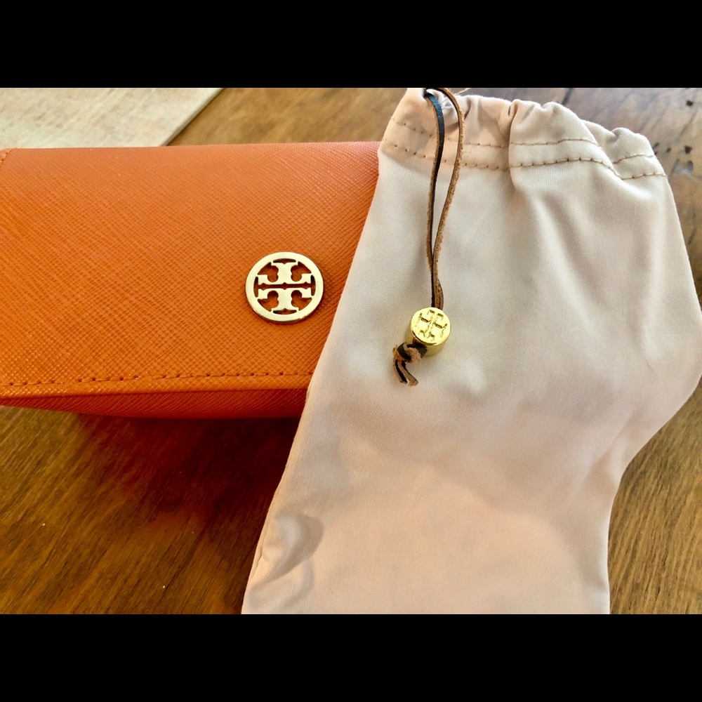 Authentic Tory Burch glasses case and sack